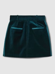 Reiss Teal Parisa Velvet and Satin Suit Skirt - Image 2 of 6
