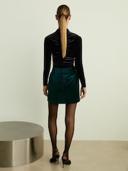 Reiss Teal Parisa Velvet and Satin Suit Skirt - Image 5 of 6