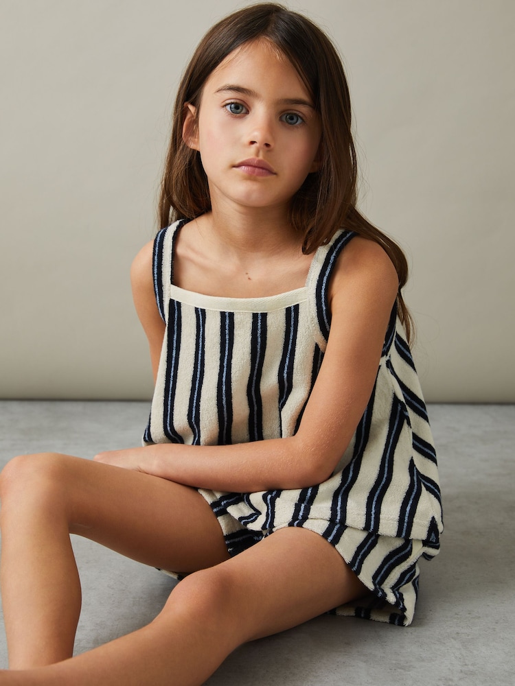 Reiss Navy June 9-13 yrs Towelling Vest Top and Shorts Set - Image 1 of 5