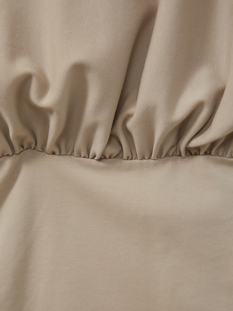 Reiss Neutral Lorenza Ruched Jersey Blouson Top Mini Dress - Image 5 of 5