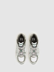 Reiss Silver/Green Volt Nubuck and Mesh Trainers - Image 4 of 6