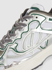Reiss Silver/Green Volt Nubuck and Mesh Trainers - Image 6 of 6