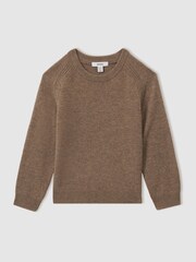 Reiss Brown Melange Cloud 13-14 yrs Wool Blend Crew Neck Jumper - Image 1 of 4