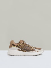 Reiss Tobacco Volt Nubuck and Mesh Trainers - Image 1 of 6