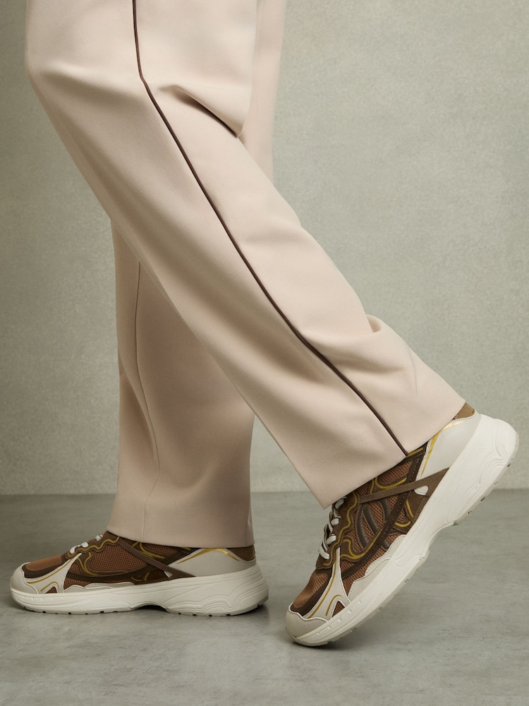 Reiss Tobacco Volt Nubuck and Mesh Trainers - Image 6 of 6