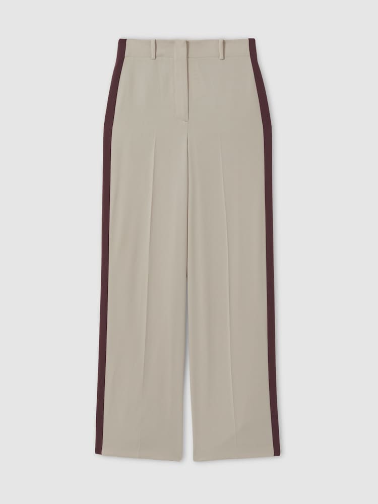 Reiss Stone Isla Side Stripe Wide Leg Trousers - Image 2 of 6