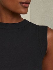 Reiss Navy Trudy Ribbed Ruched Waist Vest - Image 4 of 6