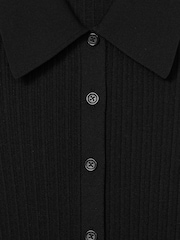 Reiss Black Jenna Ribbed Knitted Shirt - Image 8 of 8