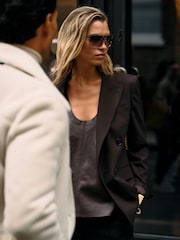 Reiss Chocolate Aliza Atelier Leather Scoop Neck Top - Image 3 of 6