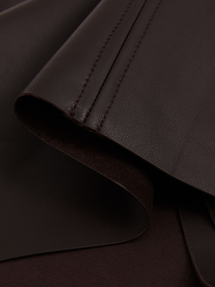 Reiss Chocolate Aliza Atelier Leather Scoop Neck Top - Image 6 of 6