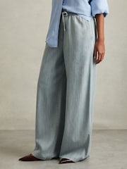 Reiss Light Blue Carter Denim Look Wide Leg Trousers - Image 5 of 6