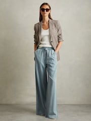 Reiss Light Blue Carter Denim Look Wide Leg Trousers - Image 6 of 6