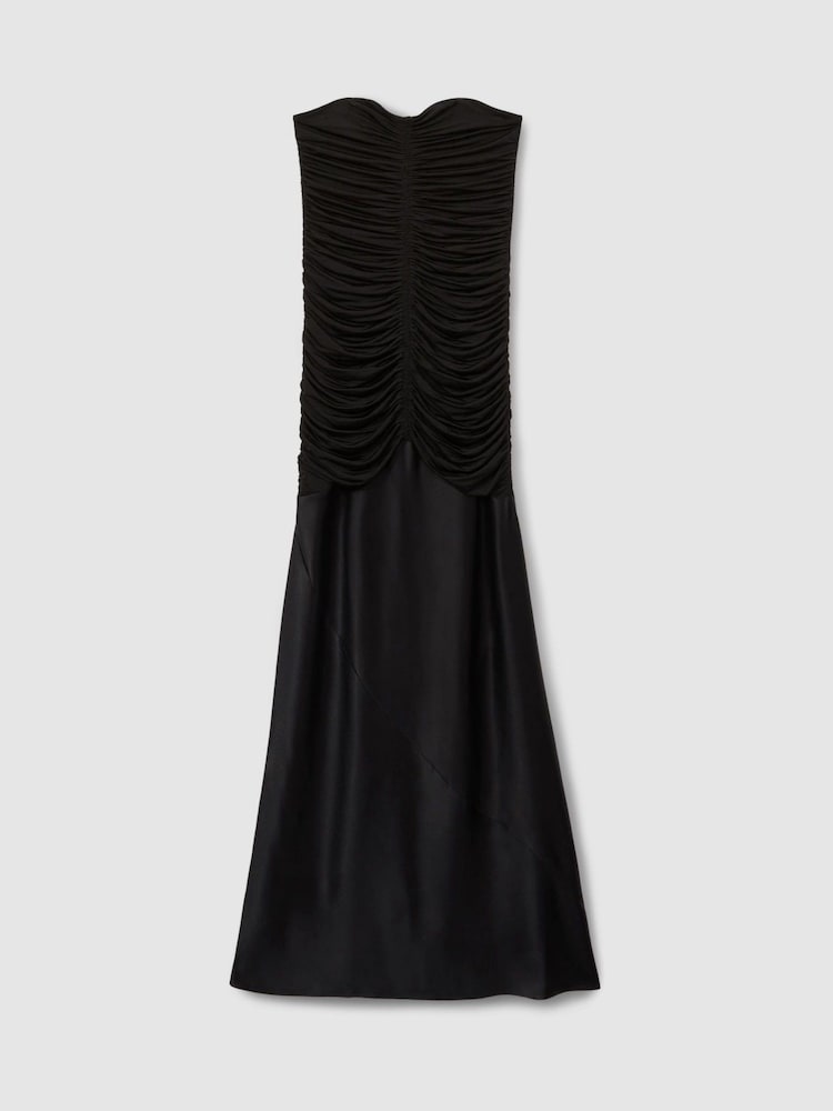Reiss Black Selina Strapless Ruched Maxi Dress - Image 2 of 5