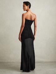 Reiss Black Selina Strapless Ruched Maxi Dress - Image 4 of 5