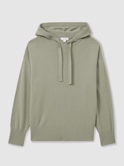 Reiss Sage Sammie Wool Blend Drawstring Hoodie with Cashmere - Image 2 of 6