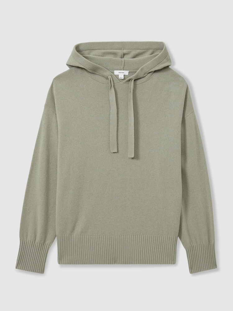 Reiss Sage Sammie Wool Blend Drawstring Hoodie with Cashmere - Image 2 of 6