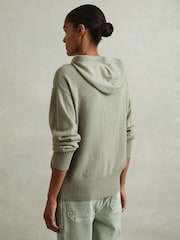 Reiss Sage Sammie Wool Blend Drawstring Hoodie with Cashmere - Image 4 of 6