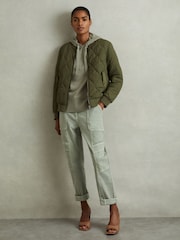 Reiss Sage Sammie Wool Blend Drawstring Hoodie with Cashmere - Image 5 of 6