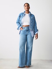 Srednje modra - Fuller Bust denim Fitted jakna; suknjič - Slika 2 iz 7