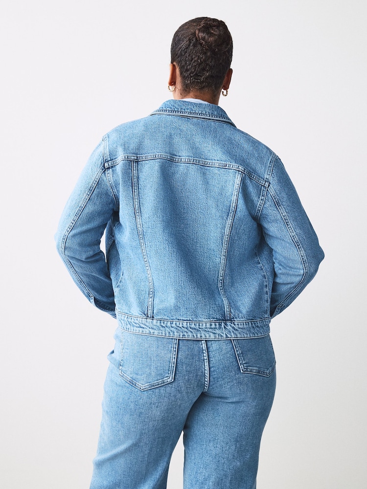 Mid Blue Fuller Bust Denim Fitted Jacket - Image 3 of 7