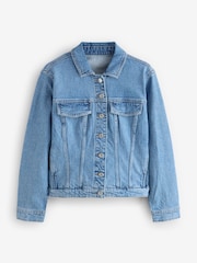 Srednje modra - Fuller Bust denim Fitted jakna; suknjič - Slika 5 iz 7