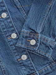 Dark Blue Fuller Bust Fitted Denim Jacket - Image 9 of 10