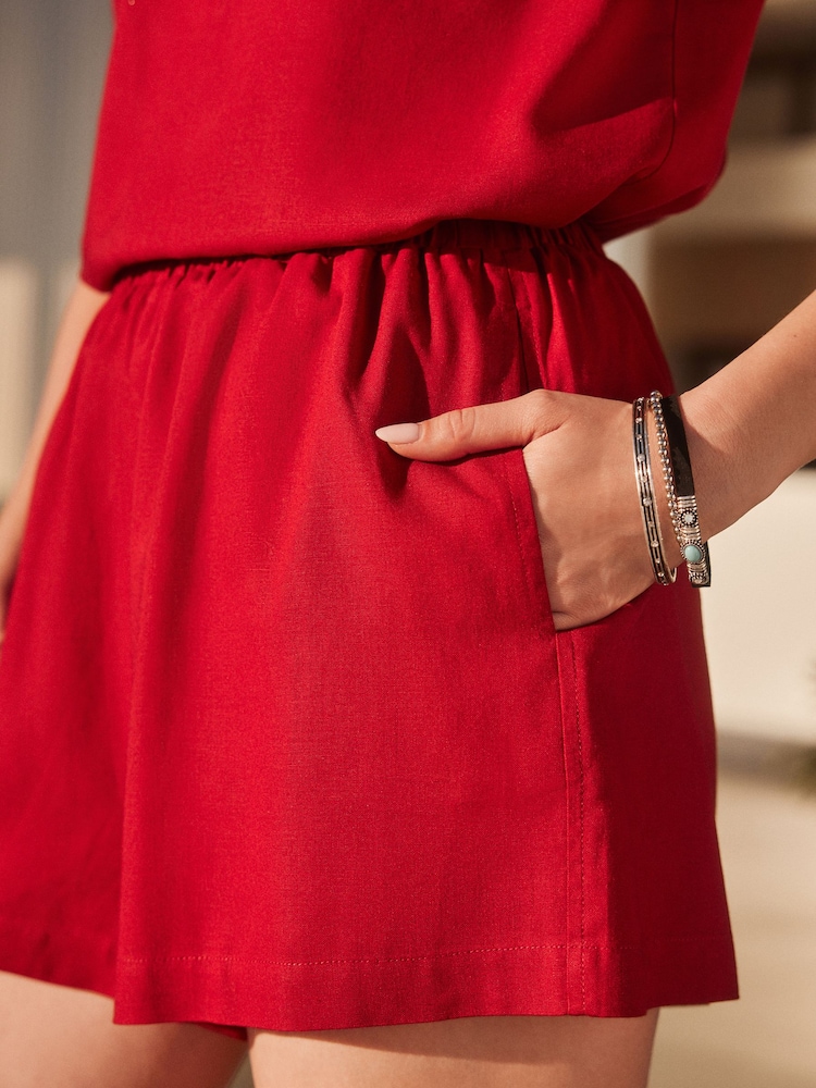 Red Boy Shorts With Linen - Image 5 of 8