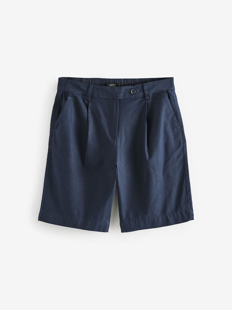 marine - Shorts du genou riche en lin - Image 5 of 7