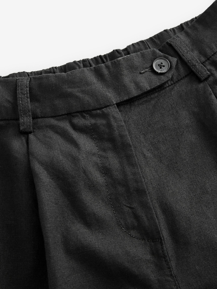 Noir - Shorts du genou riche en lin - Image 5 of 6