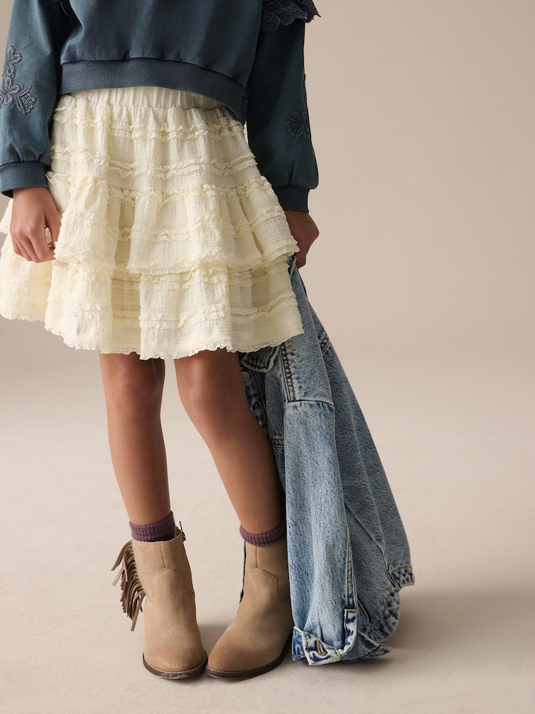 Ecru Frill Textured Skirt (3-16yrs) - Image 1 of 8