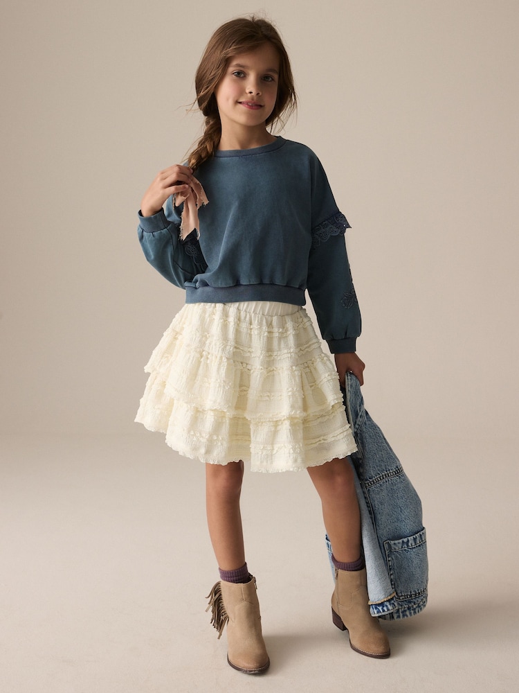 Ecru Frill Textured Skirt (3-16yrs) - Image 2 of 8