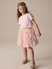 Pink Frill Mesh Floral Printed Skirt (3-16yrs) - Image 4 of 8