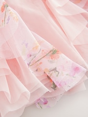 Pink Frill Mesh Floral Printed Skirt (3-16yrs) - Image 8 of 8
