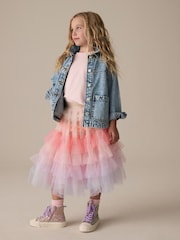 Multi Rainbow Frill Tiered Mesh Skirt (3-16yrs) - Image 2 of 8