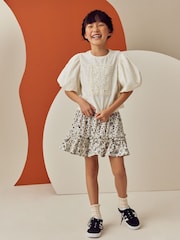 Black/White Floral Textured Frill Skirt (3-16yrs) - Image 2 of 8