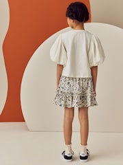 Black/White Floral Textured Frill Skirt (3-16yrs) - Image 3 of 8