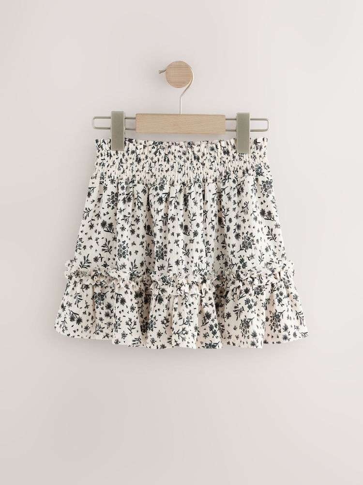 Black/White Floral Textured Frill Skirt (3-16yrs) - Image 5 of 8