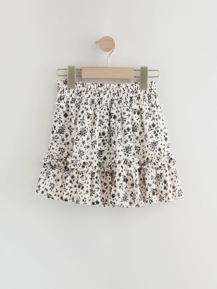 Black/White Floral Textured Frill Skirt (3-16yrs) - Image 6 of 8