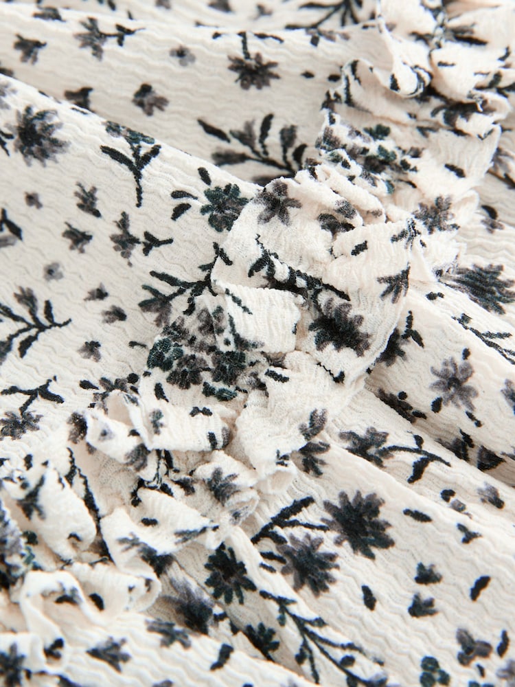Black/White Floral Textured Frill Skirt (3-16yrs) - Image 7 of 8