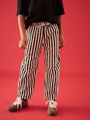 Black/White Barrel Leg 100% Cotton Trousers (3-16yrs) - Image 1 of 3