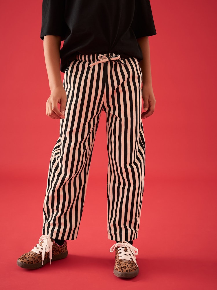 Black/White Barrel Leg 100% Cotton Trousers (3-16yrs) - Image 1 of 3
