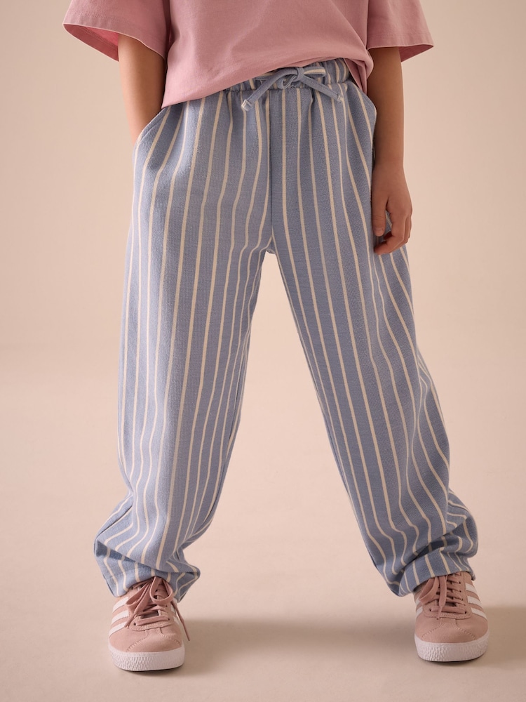 Blue Stripe Barrel Leg 100% Cotton Trousers (3-16yrs) - Image 1 of 5