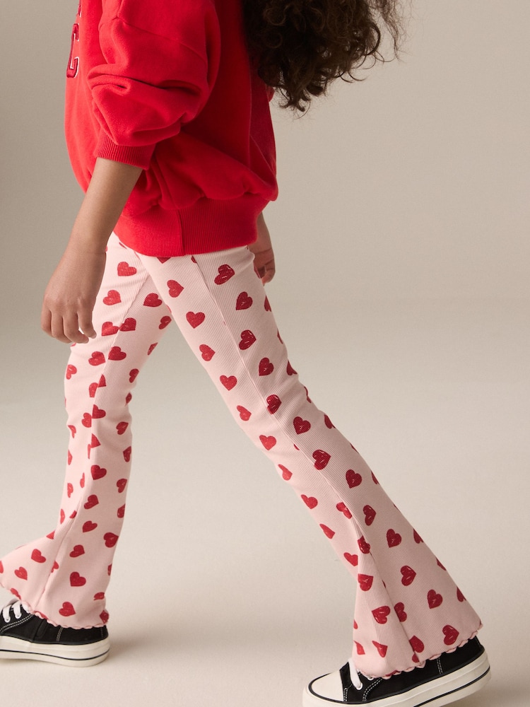 Pink Heart 1 Pack Rib Flare Leggings (3-16yrs) - Image 1 of 6