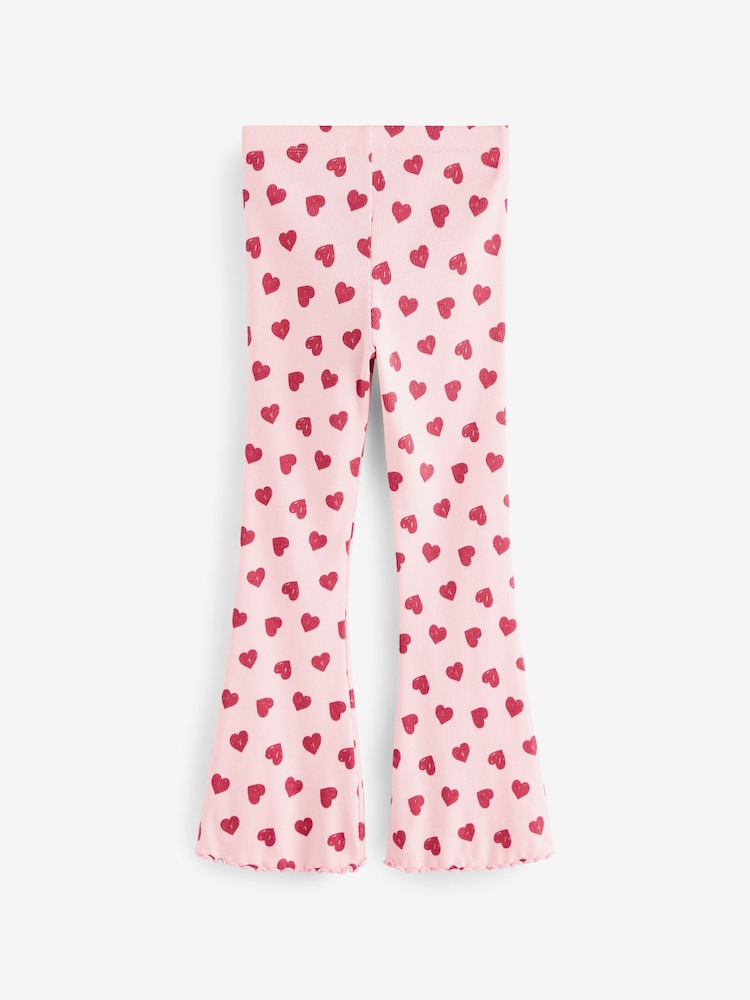 Pink Heart 1 Pack Rib Flare Leggings (3-16yrs) - Image 4 of 6