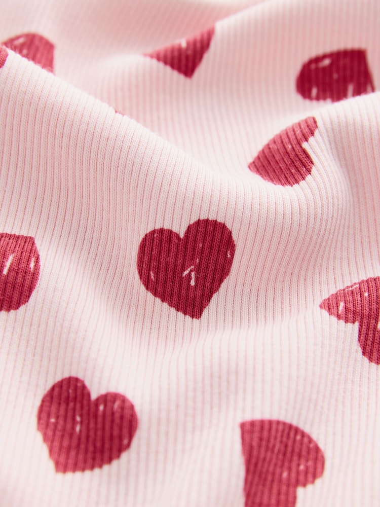Pink Heart 1 Pack Rib Flare Leggings (3-16yrs) - Image 6 of 6