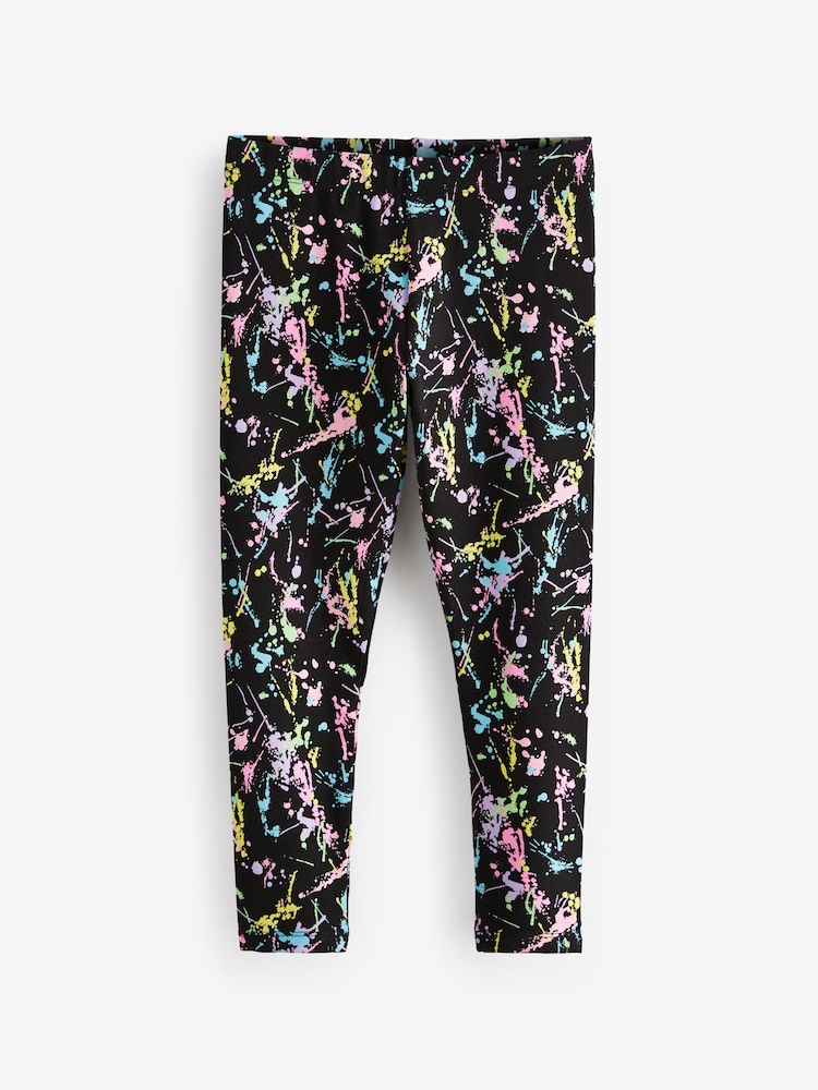 Black Colourful Splat Printed Leggings (3-16yrs) - Image 1 of 4