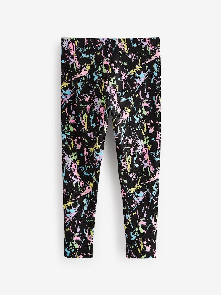 Black Colourful Splat Printed Leggings (3-16yrs) - Image 2 of 4