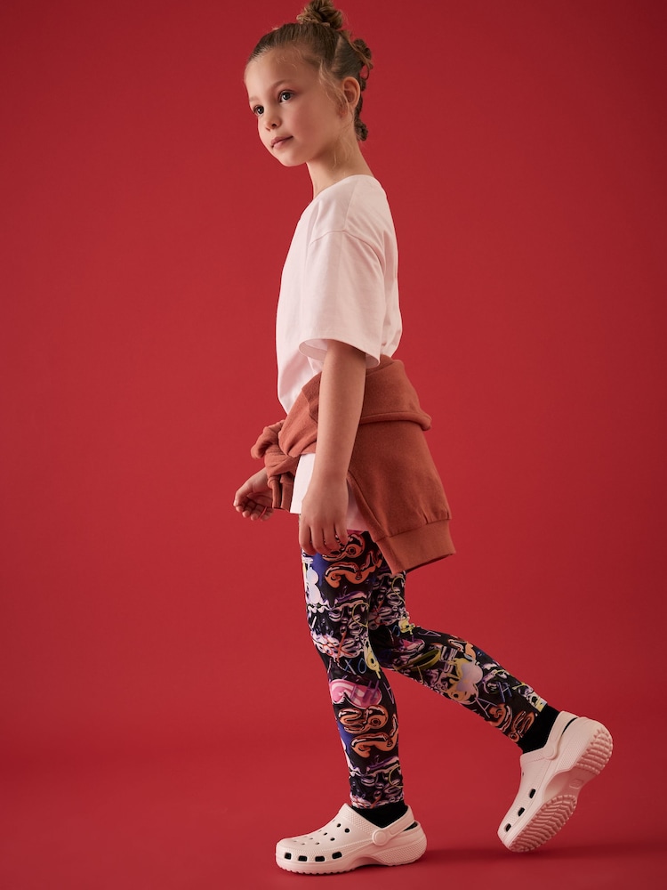 Charcoal Graffiti Printed Leggings (3-16yrs) - Image 2 of 3