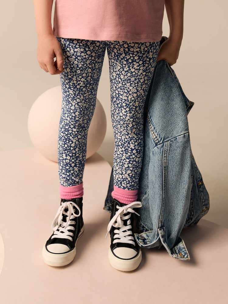 Blue Ditsy Flower Printed Leggings (3-16yrs) - Image 1 of 6