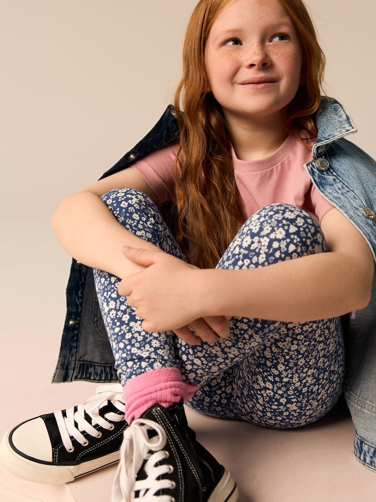 Blue Ditsy Flower Printed Leggings (3-16yrs) - Image 2 of 6